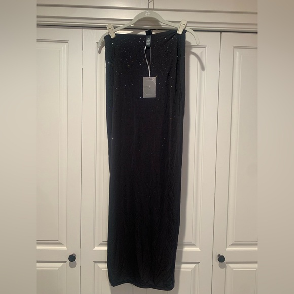 NWT Swarovski × Skims Jelly Sheer Tube Maxi Skirt Onyx/Black Size Medium - Picture 12 of 16